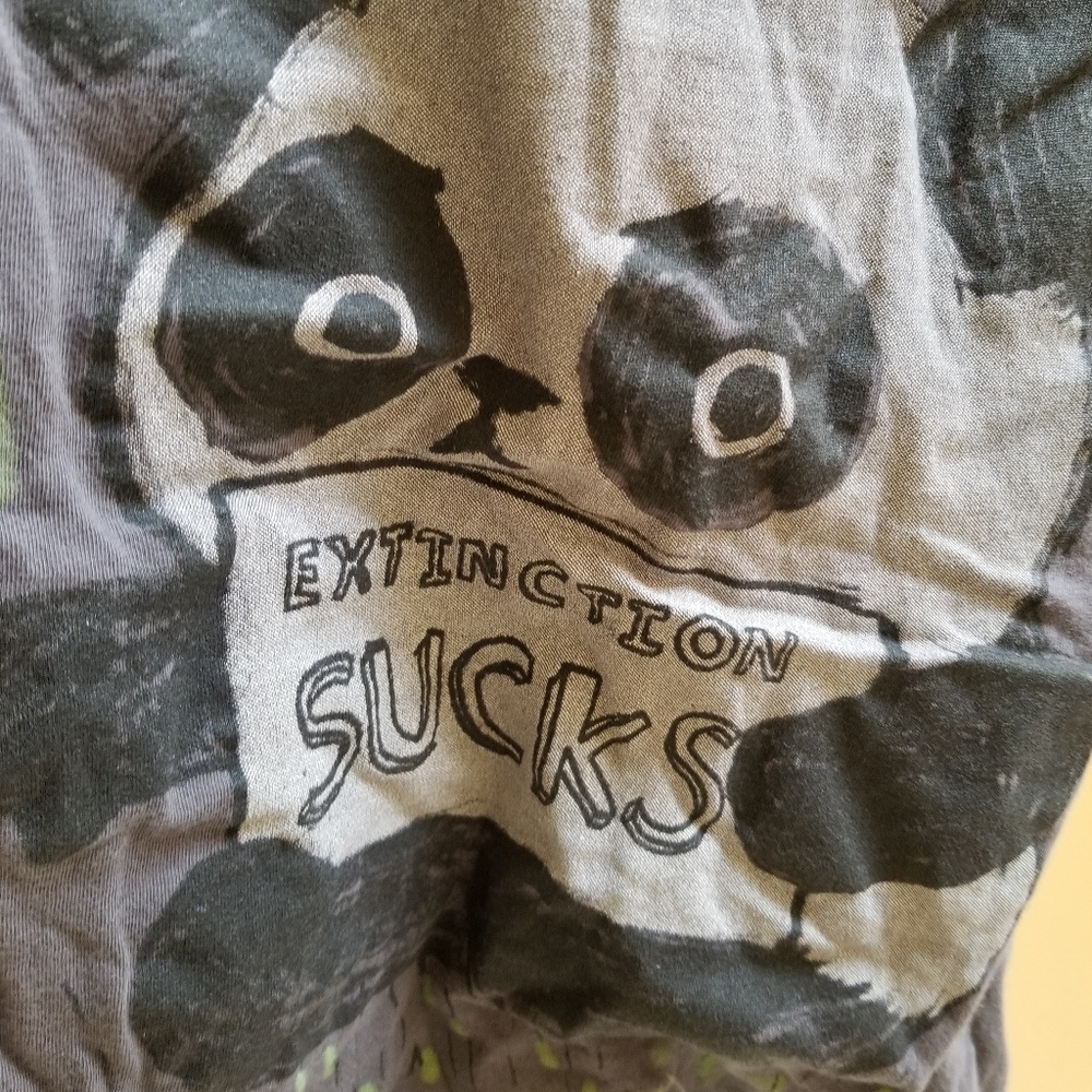 Panda 'Extinction Sucks' Gray Racerback Tank Small - Picture 3 of 4